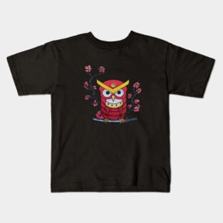 Cherry Blossom Samurai Owl Kids T-Shirt